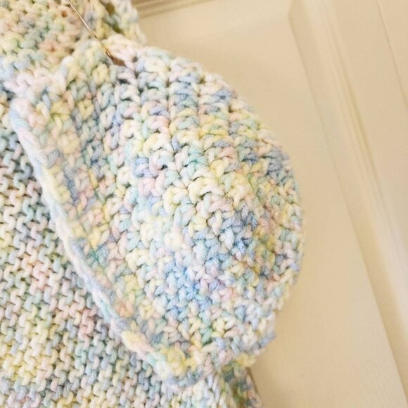 Handmade Baby Blanket & Hat Set, Pastel Rainbow Knitted Set - Picture 2 of 8